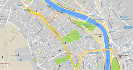 the Rustaveli Avenue on the map