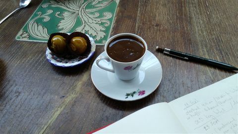 turkish coffee and kaklucha at Leila cafe