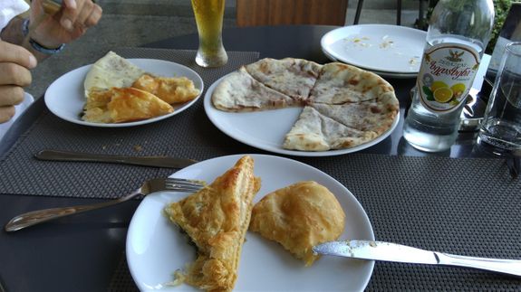Lobiani and pies at Puri Guliani restaurant at the Funicular complex