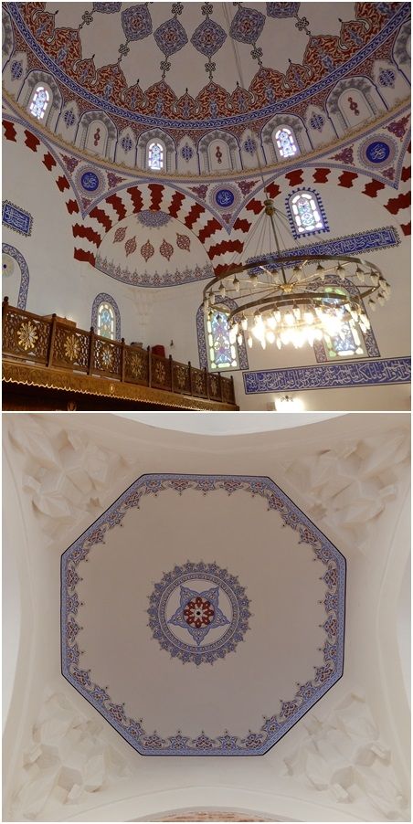 The interior and dome frescos of the Banya Bashi Mosque.