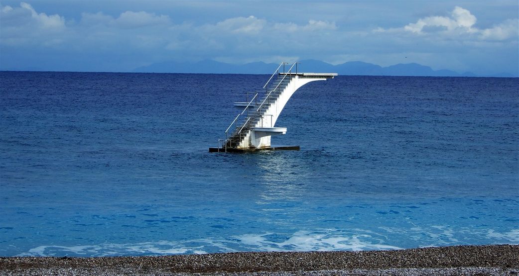 Τhe concrete diving board (trampoline) off the beachfront.