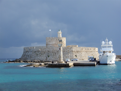 Fort of Saint Nicholas, at the entrance of Mandraki port.