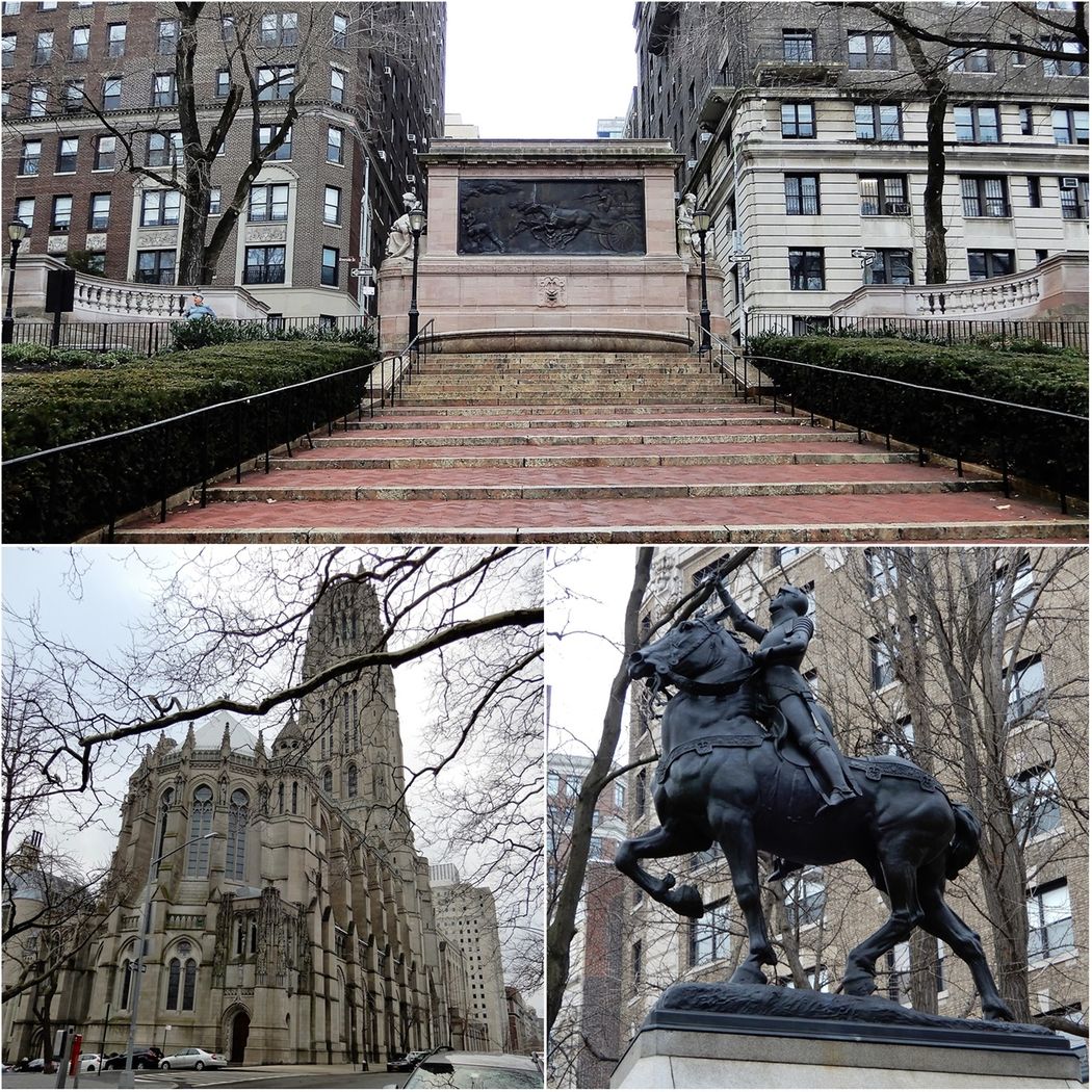 The Firemen’s Memorial (top), the Riverside Church (bottom left) and the Joan of Arc statue (bottom right).