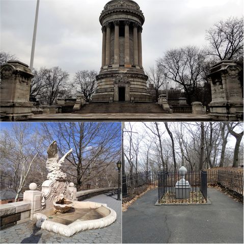 The Soldiers’ and Sailors’ Monument (top), the Hamilton Fountain (bottom left) and the Tomb of the amiable Child (bottom right).