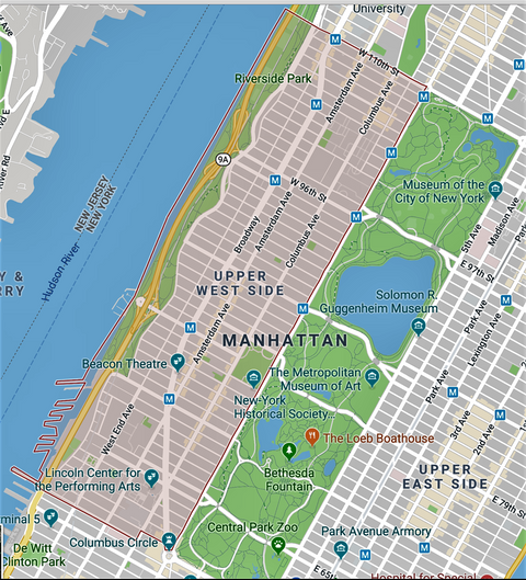 Upper West Side on the map.