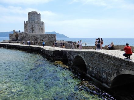 The stone causeway connects the Sea Gate with the Bourtzi.