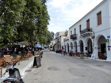 Shops around Pylos' main square.