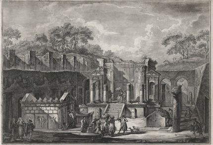 View of the Temple of Isis which today exists among the ruins of the ancient city of Pompeii. By Francesco Piranesi, 1788.