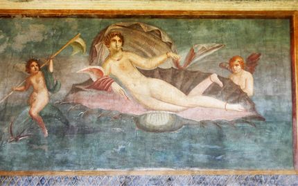 The famous fresco of two cherubs accompanying Venus.