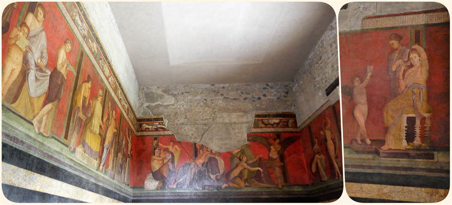 The famous three-wall fresco at Villa dei Misteri.