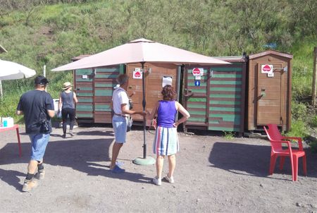 The toilets at the entrance of the Vesuvius summit.