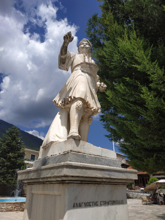 Anagnostis Stiftombolas, a hero of the Greek revolution.  The statue is located at the main square of Levidi.  Levidi is a beautiful town (close to Ancient Orchomenos), which could be considered as the gateway to Gortynia.