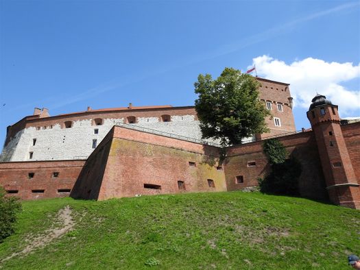 The hill fortifications seen from the Vistula banks.