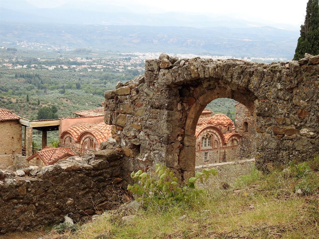 View of the Evrotas valley and Sparta.  The museum complex is in the foreground.