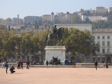The equestrian statue of Louis XIV by François-Frédéric Lemot in the center of Place Bellecour.