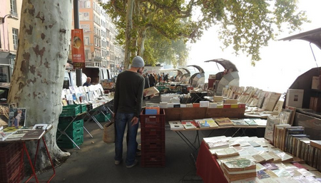 The open book fair near Pont de la Feuille.