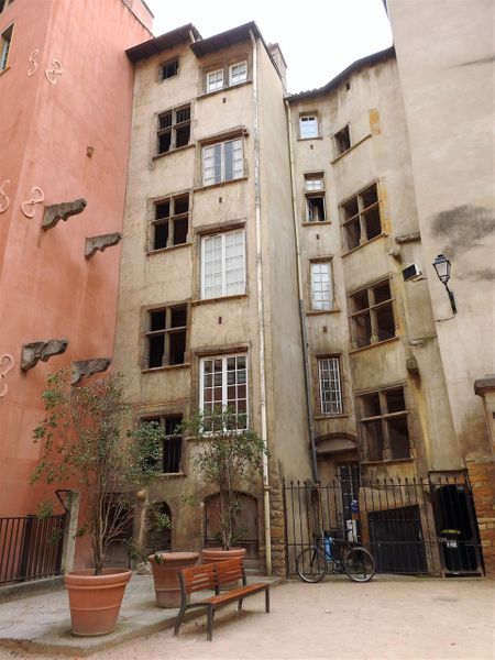 Maison des Avocats. The building at the corner of Rue de la Bombarde and Rue Saint-Jean seen from Place de la Basoche.