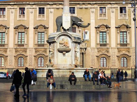 The fountain of the elephant in Piazza Duomo.