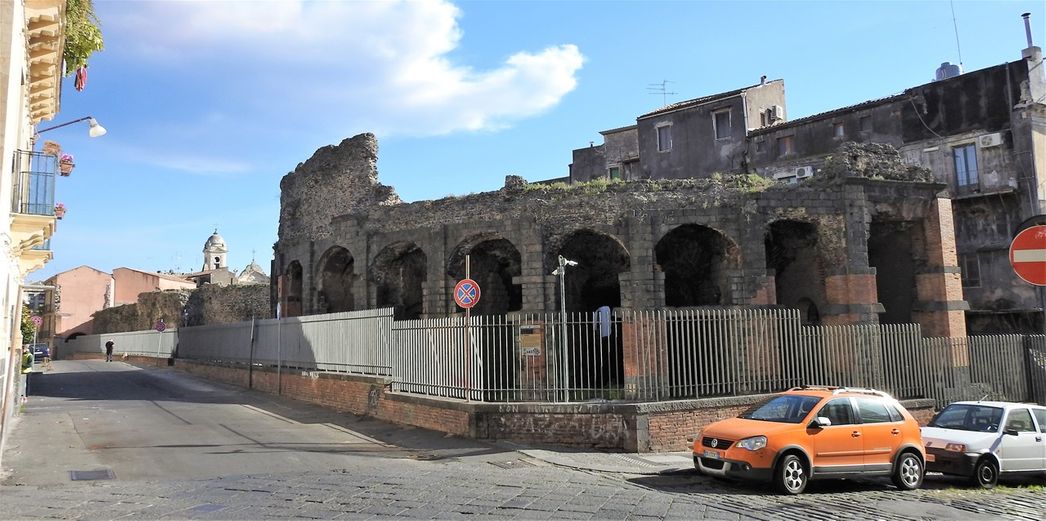 The Odeon seen from the north-west (corner of Via Teatro Greco & Via Sant'Agostino).