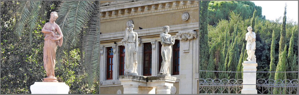 Some of the statues in Villa Bellini.