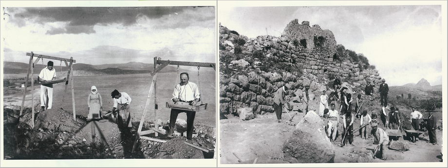 PIctures of the excavations in the 1920s.