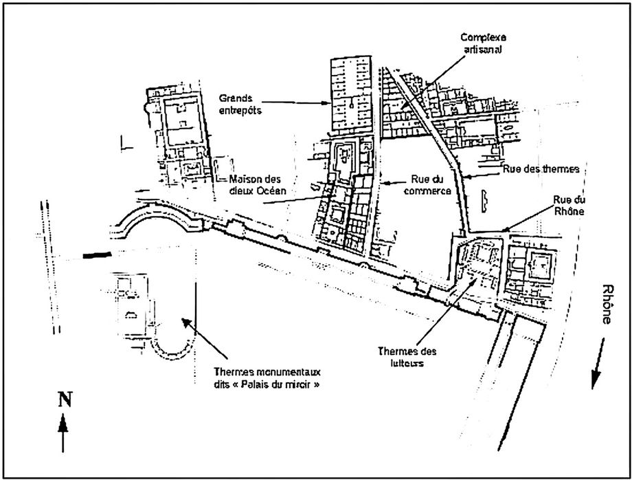 Plan of the archaeological site of Saint-Romain-en-Gal.