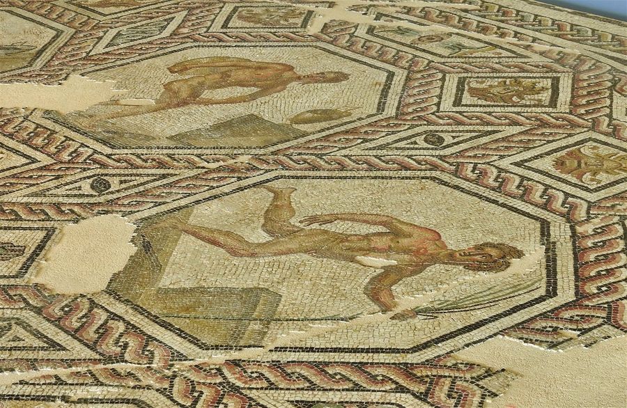 The mosaic of the victorious athletes.