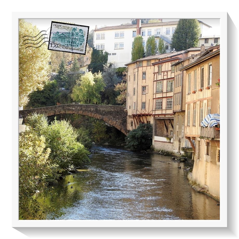 A postcard from Pont-Saint-Martin on Gère River.