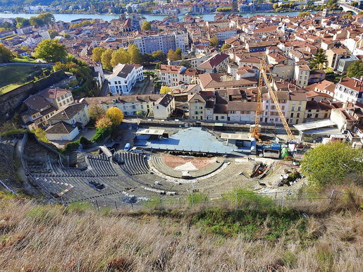 The Roman Theater (Théâtre Antique de Vienne) seen from Pipet Hill.