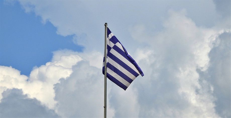 The Greek flag.