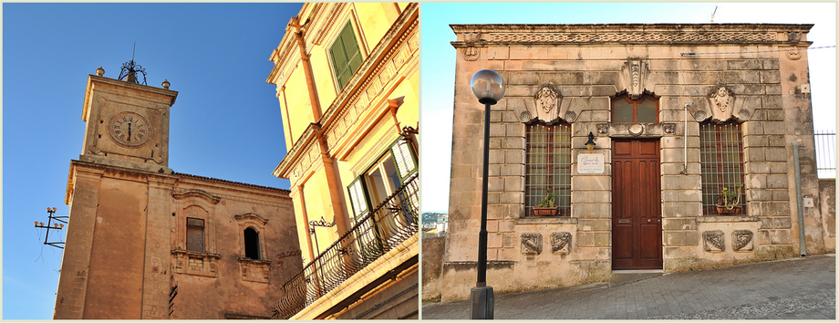 Palazzo Impellizzeri di San Giacomo on Via Simone Impellizzeri (left). An art deco building on Via Mariannina Coffa (right).