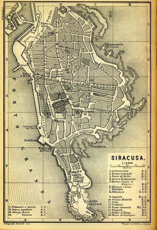 An old map of Ortygia.