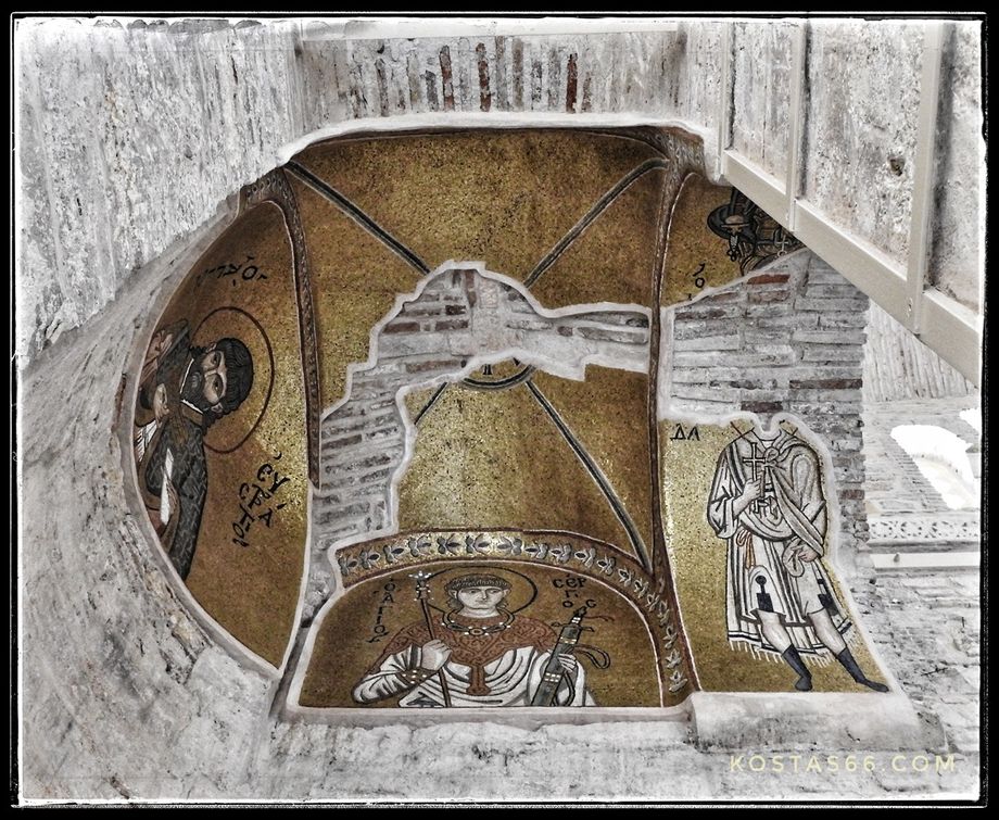 Mosaics depicting Saints (Eustratios, Sergios, etc).