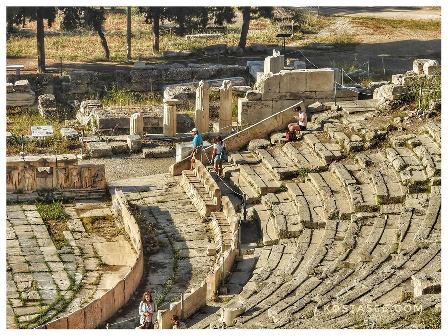 Part of the cavea and the orchestra of the Theater of Dionysus.