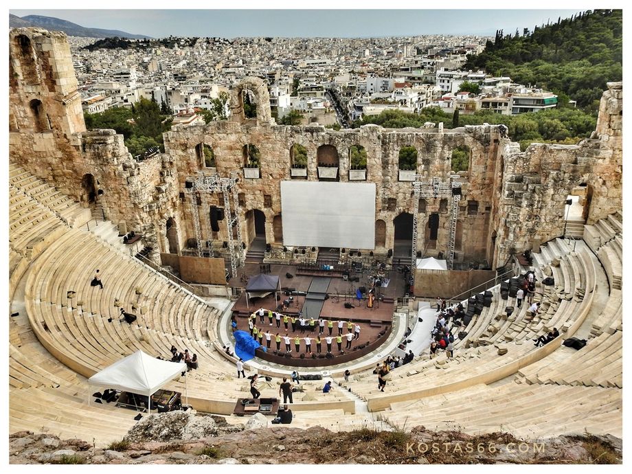 Odeon of Herodes Atticus during a show rehearsal.