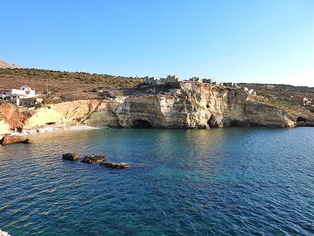 In the area around Mezapos there are small beaches and many natural and manmade caves, where the pirates used to hide their “stock”.