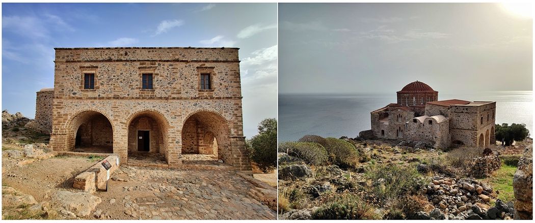 The Church of Agia Sophia in the Upper Town. The facade of the Church (on the left picture).