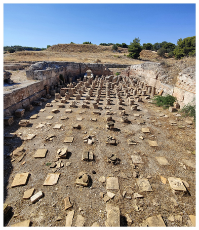 The Roman baths. The under-floor heating system.